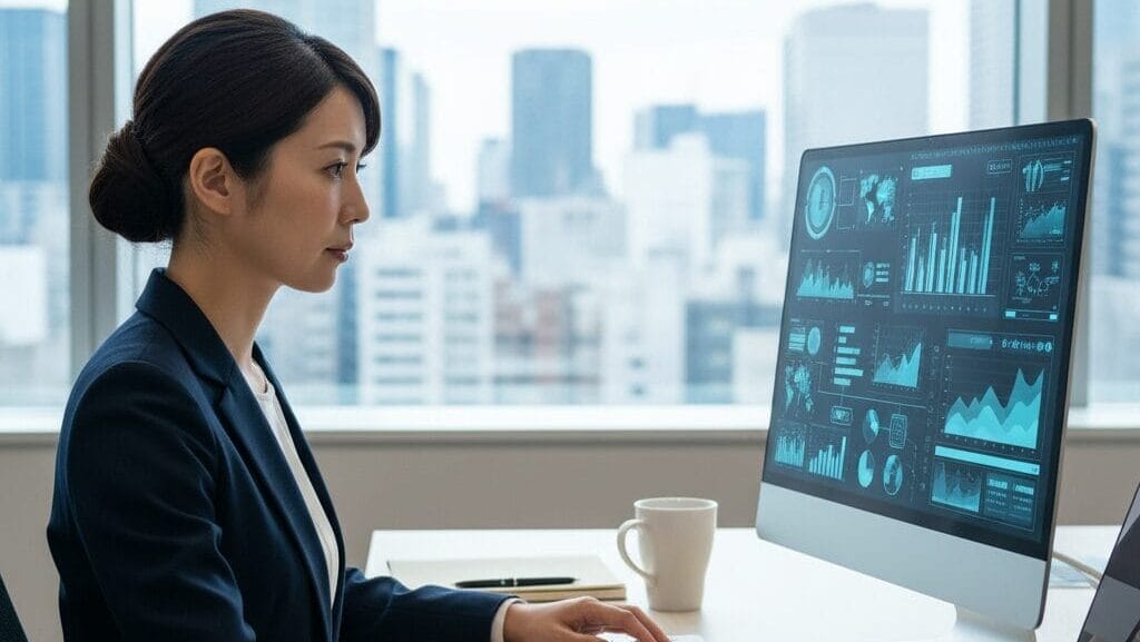PC操作する女性スタッフ